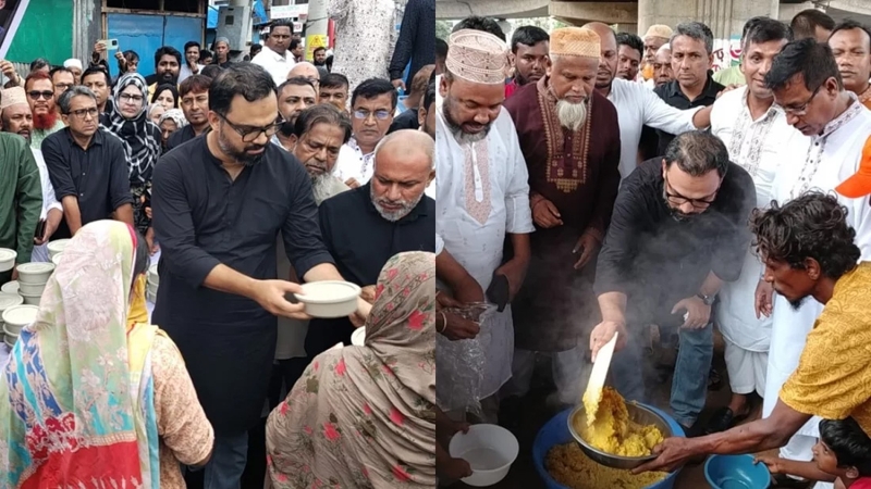 জলাবদ্ধতায় আটকে পড়াদের জন্য খাবার নিয়ে গেলেন আমিনুল