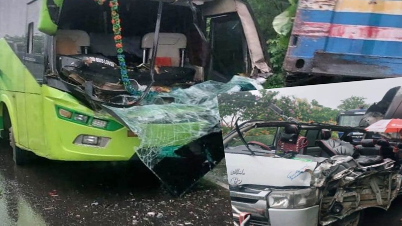 এক্সপ্রেসওয়েতে কাভার্ডভ্যানের সঙ্গে মাইক্রোবাস-বাসের সংঘর্ষে নিহত ২ আহত ১০