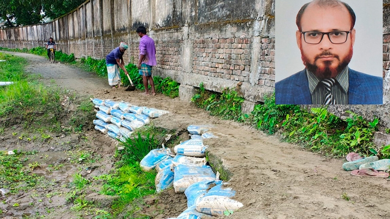 রৌমারীতে গ্রামের ভাঙা রাস্তা মেরামতে সামাদের মানবিক উদ্যোগ