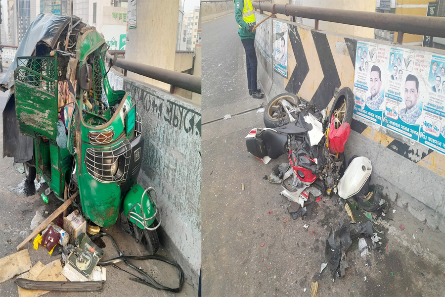 মালিবাগ-মৌচাক ফ্লাইওভারে সিএনজি-মোটরসাইকেল সংঘর্ষে নিহত ২