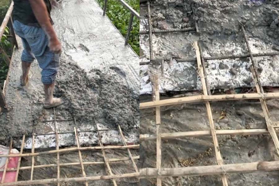 আয়রন ব্রিজে রডের বদলে বাঁশ, ব্যাপক অনিয়মের অভিযোগ