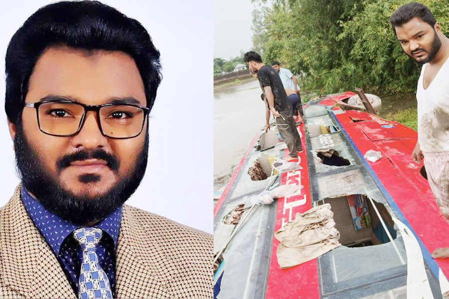 দিনাজপুরে বাস পুকুরে, আহত গণঅধিকার নেতা ফারুক