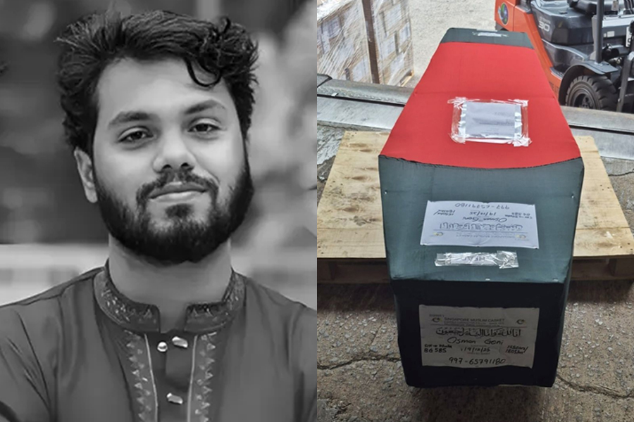 লাল-সবুজে মোড়ানো কফিনে দেশে ফিরছেন ওসমান হাদি