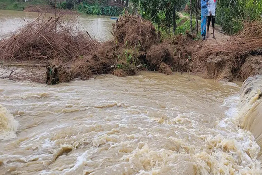 মৌলভীবাজারে পাহাড়ি ঢলে বাঁধ ভেঙে ৩০ গ্রাম প্লাবিত