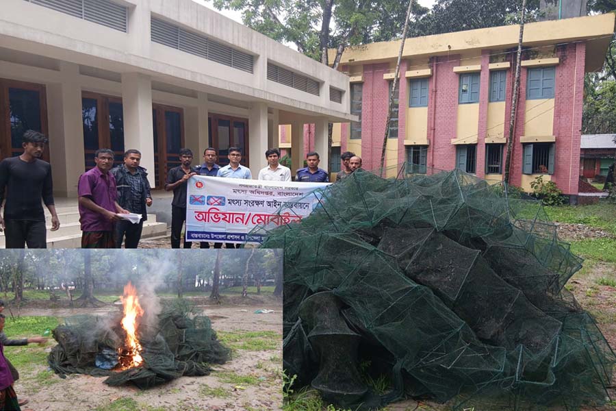 রাজারহাটে অভিযানে ১৯ চায়না দুয়ারি জাল জব্দ