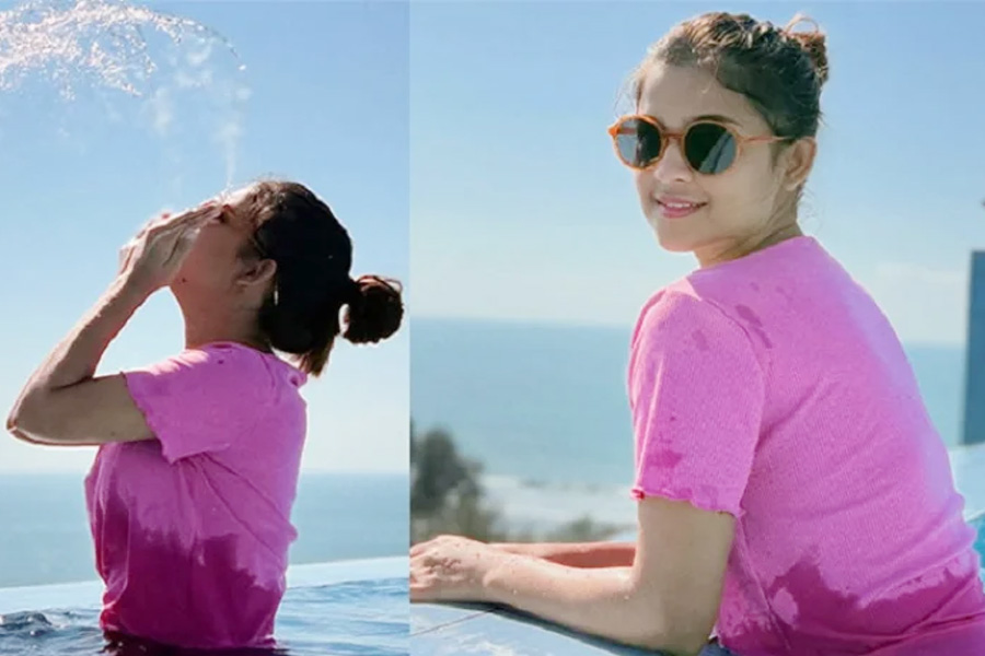 সুইমিংপুলে ফুরফুরে মেজাজে সাদিয়া আয়মান