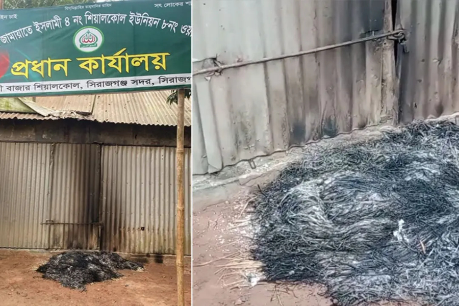 সিরাজগঞ্জে জামায়াতের নির্বাচনী কার্যালয়ে আগুন