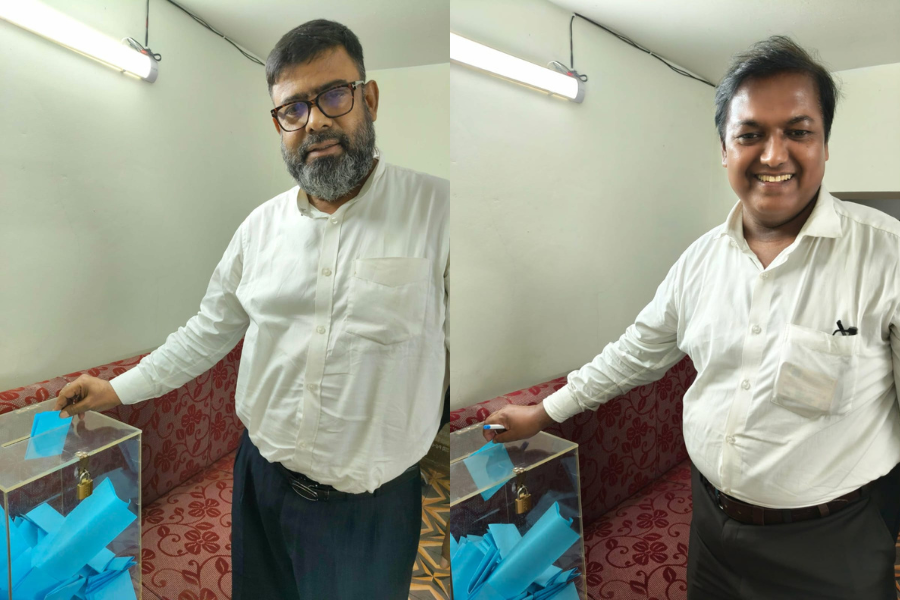 ছবি: সভাপতি পদে প্রতিদ্বন্দ্বিতায় জাকারিয়া হায়দার (বামে) ও রায়হান মোর্শেদ (ডানে)।