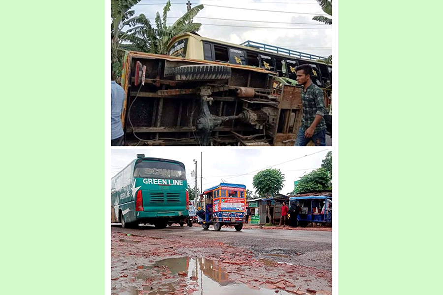 ঢাকা-বরিশাল মহাসড়ক এখন মরণ ফাঁদ