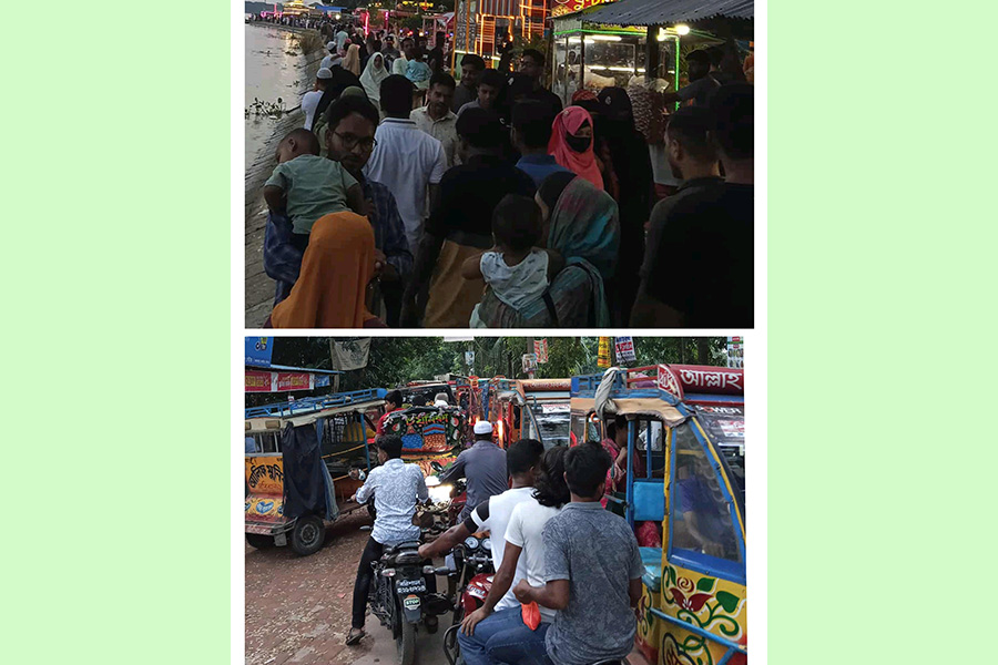 বরিশালের চরবাড়ীয়া ভাঙ্গার মাথায় পর্যটকদের ঢল