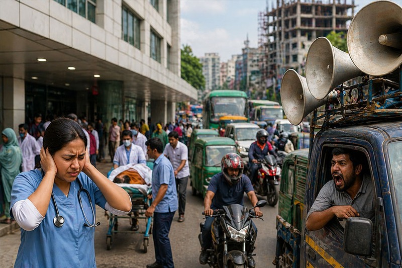 হাসপাতাল এলাকাগুলোতে ভয়াবহ শব্দদূষণ: শীর্ষে চট্টগ্রাম ও রাজশাহী