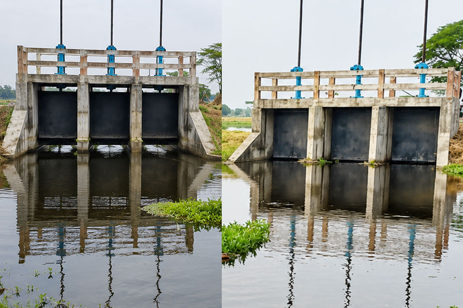 কোটি টাকার স্লুইসগেটে জলাবদ্ধতা, তলিয়ে গেল শত হেক্টর জমির ধান